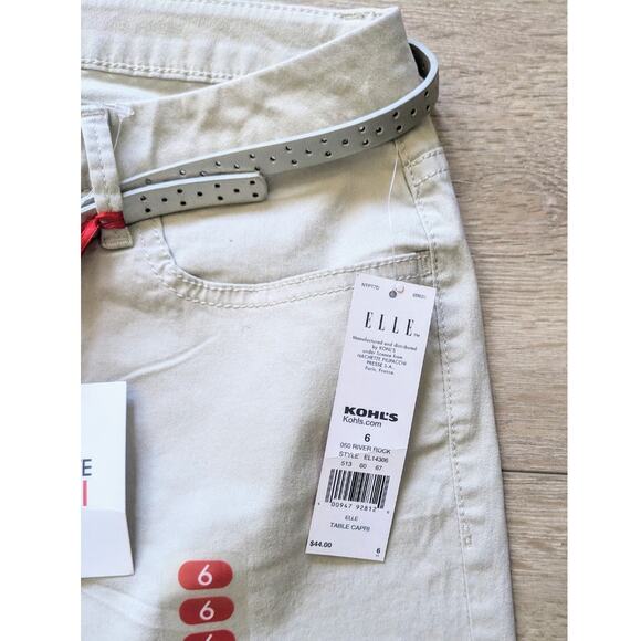 NEW Elle My Favorite Capri Size 6 Khaki Cream Mid Rise Cuffed Cotton Stretch - Picture 6 of 6